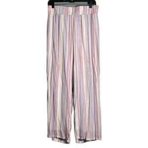 New Directions Blue and Pink Striped Wide Leg Pants Size Medium